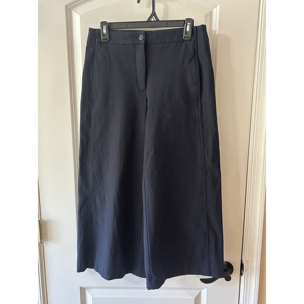 Ann Taylor Size 4 Blue Wide Leg Cropped Pants Gaucho Career Preppy